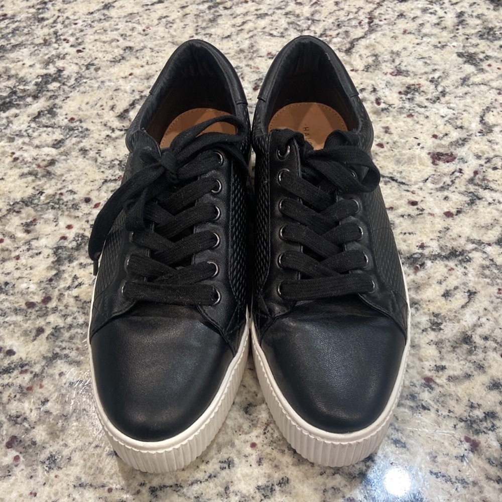 Halogen black leather platform sneakers. Size 9. - Picture 2 of 6